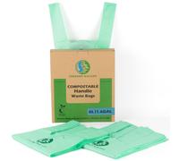 Greener Walker bolsas de basura 100% compostables con manijas de corbata 1.6 galones-150 bolsas de comida para desechos de comida con certificacin E