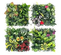 Greenery Wall Backdrop Panels 4 Pieces 9.84 Inch, Artificial Foliage Privacy Screen Wall Decor for Outdoor Indoor Wedding Balcony Patio Porch Living Room Office Restaurant Cafe Photo Booth Use