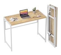 GreenForest - Escritorio plegable para espacio pequeño, escritorio de ordenador de 89,9 cm, sin ensamblaje, oficina en casa, ahorra espacio, para estudio de oficina, roble blanco