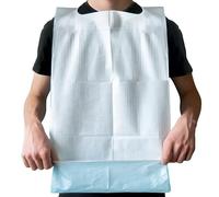 GreenFyA Baberos Adultos, Desechables 125 Uds - Impermeables, con Bolsillo Recoge Líquidos - Uso Médico, Geriátrico, Clínica, Ancianos, Comedor, Higiene, Un Solo Uso, Cuidado Diario, Hospitales