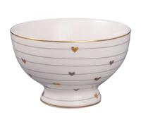 Greengate Bol Gracia Blanco Corazones Gris Y Oro 180 ML - Snack Cuenco Porcelana
