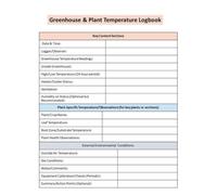 Greenhouse & Plant Temperature Logbook: Serves as a vital record-keeping tool for growers to monitor and manage the environmental conditions within ... specifically focusing on temperature.