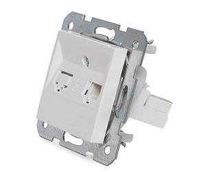 Greenice Toma de Teléfono Panasonic Karre 1 X Rj11 - Bastidor Metálico Garras - Tapa Frontal Blanca