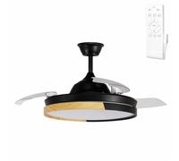 Greenice Ventilador de Techo Ø 108 cm con Aspas Desplegables | Motor DC 32W | Luz LED 72W 7200lm | 3000-6000K | 6 Velocidades | Mando a Distancia | Verano-Invierno | Negro