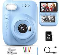 GREENKINDER Camara Fotos Infantil Instantanea, 3,0 Pulgadas 14 MP Camara Fotos Infantil con Tarjeta de 32 GB y Papel de Impresión, HD 1080P Cámara Instantánea para Niños y Niñas 3 a 12 Años
