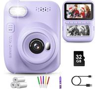 GREENKINDER Camara Fotos Infantil Instantanea,3,0 Pulgadas 14MP Camara Fotos Infantil con Tarjeta de 32 GB y Papel de Impresión,HD 1080P Cámara Instantánea,Regalo de Cumpleaños para Niños 3 a 12 Años