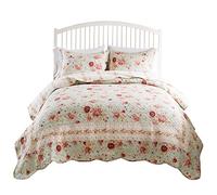 Greenland Home Antique Rose - Juego de edredón 100% algodón, Individual/Individual XL (2 Piezas), Color Azul