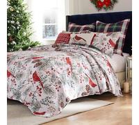 Greenland Home Cardinal Plaid Winter Wonderland - Juego de edredón Reversible, 3 Piezas King/Cal King