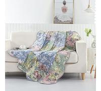 Greenland Home Emma - Manta Acolchada con Estampado Floral, 60 x 50 Pulgadas, Color Gris