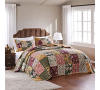 Greenland Home Fashions Antique Chic Juego de edredón de Retazos 100% algodón auténtico, Multicolor, 3-Piece Jumbo King