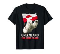 Greenland, The Cool Place | Bear Waving Greenland's Flag Camiseta