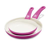 GreenLife Soft Grip Juego de Sartenes de 2 piezas de Cerámica Saludable Antiadherente de 18cm y 26cm, Sin PFAS, Apto para Lavavajillas y Horno, Rosa Intenso