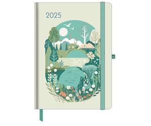 GreenLine - Calendario Diary Green Vibes 2025, 16 x 22 cm, calendario con papel de alta calidad, práctica organización diaria para la gestión personal y profesional del tiempo