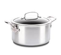 GreenPan Barcelona Evershine Tri-Ply Cacerola Antiadherente de Cerámica Reforzada con Diamantes de Acero Inoxidable de 24cm/5,8 Li con Tapa, Sin PFAS, Multicapa, Inducción, Horno,Lavavajillas,Plateada
