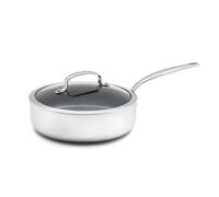 GreenPan Barcelona Evershine Tri-Ply Sartén Honda Antiadherente de Cerámica Reforzada con Diamantes de Acero Inoxidable de 24 cm/3,1 L con Tapa,Sin PFAS,Multicapa,Inducción,Horno,Lavavajillas,Plateada