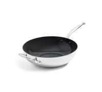 GreenPan Barcelona Evershine wok Tri-Ply acero inoxidable 30 cm/4,7 L, cerámica reforzada con diamante, sin PFAS, inducción, apto para horno y lavavajillas, plata