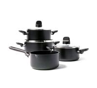 GreenPan Batería de Cocina Antiadherente de Aluminio con Revestimiento de Cerámica, Apta para Todo Tipo de Cocinas, Inducción, Horno y Lavavajillas, 4 piezas, Negro