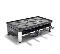 GreenPan Bistro Raclette Grill de Cerámica Antiadherente Sin PFAS, Eléctrico de Mesa para 8 Personas, Reversible 3 en 1 Parilla,Plancha y Crepes, 8 Mini-Sartenes Antiadherentes y Espátula,Lavavajillas