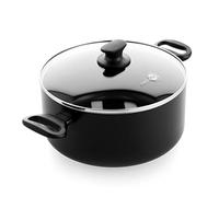 GreenPan Cambridge Olla con tapa de Cerámica antiadherente saludable de 24cm/4.9 Litros, libre de PFAS, inducción, apta para lavavajillas, apta para horno, negro