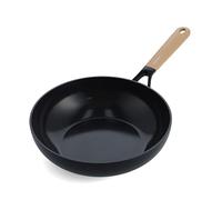 GreenPan Eco-Smartshape Sartén Wok Cerámica Antiadherente 28 cm, Madera Clara, Libre de PFAS, Apto para Inducción, Apto para Lavavajillas, Negro