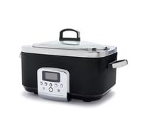 GreenPan Elite 8 en 1 Programable 6L Olla de Cocción Lenta, Tapa y Bandeja Extraíble Aptas para Lavavajillas, Cerámica Antiadherente Saludable sin PFAS, Cocinar, Saltear, Cesta de Vapor, Asar, Negro