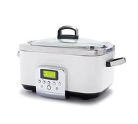GreenPan Elite 8 en 1 Programable 6L Olla de Cocción Lenta, Tapa y Bandeja Extraíble Aptas para Lavavajillas, Cerámica Antiadherente Saludable sin PFAS, Cocinar, Saltear,Cesta de Vapor,Asar,Crema Nube