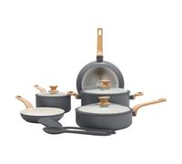 GreenPan Essence - Batería de cocina (10 piezas, cerámica, antiadherente) | Cerámica antiadherente, aluminio forjado, apto para inducción, apto para horno hasta 160 °C, apto para lavavajillas, gris