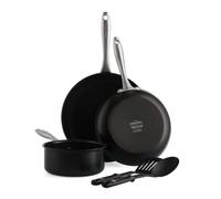 GreenPan Lima Midnight Antiadherente Cerámica Saludable Anodizado Duro, Juego de 5 Piezas, Incluye Sartén y Utensilios de Nylon, Libre de PFAS, Apto para Inducción, Apto para Horno, Negro