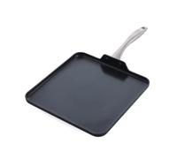 GreenPan Lima Midnight Sartén Cuadrada Antiadherente de Cerámica Sana Anodizada Dura de 28 cm, Sin PFAS, Apta para inducción, Apta para lavavajillas, Apta para horno, Negra