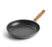 Greenpan Mayflower Pro - Sartén antiadherente de cerámica saludable anodizada dura de 28 cm, mango de madera vintage, sin PFAS, apta para inducción, gris carbón