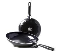GreenPan Memphis Juego de Sartenes Antiadherentes de Aluminio con Revestimiento de Cerámica, Apto para Todo Tipo de Cocinas, Inducción, Horno y Lavavajillas, 24/28 cm, Negro, Aluminio