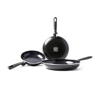 GreenPan Memphis Juego de Sartenes Antiadherentes de Aluminio con Revestimiento de Cerámica Saludable, 20 cm, 24 cm & 28 cm, Sin PFAS, Aptas para Inducción, Horno y Lavavajillas, Negro