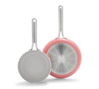Greenpan Nova - Juego de 2 sartenes de 20 y 25 cm, cerámica saludable antiadherente, sin PFAS, apto para inducción, apto para lavavajillas y horno, color coral