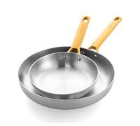 GreenPan Padova - Juego de 2 sartenes de acero inoxidable (20 cm y 28 cm, aptas para inducción, mango de acero inoxidable, apto para horno hasta 220 °C, apto para lavavajillas, plateado)