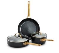 GreenPan Reserve - Juego de 5 ollas y sartenes de cer mica antiadherentes anodizadas duras y saludables, mango dorado, sin PFAS, aptas para lavav