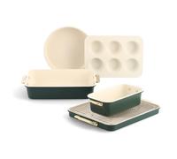 GreenPan Reserve - Juego de 6 moldes antiadherentes de cerámica con mango dorado para hornear, moldes para pasteles, magdalenas, rejilla de enfriamiento, sin PFAS, apto para horno hasta 240 °C, color