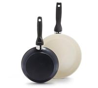GreenPan, Rio 2 Pieza Set de sartén de cerámica antiadherente, 20 y 26 cm, negro y crema