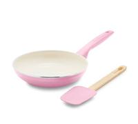 GreenPan Rio Healthy - Juego de sartén antiadherente de cerámica de 8 pulgadas y espátula de silicona, mango de agarre suave, juego de alimentos para el desayuno, sin PFAS, apto para lavavajillas