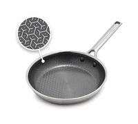 GreenPan Sartén híbrida antiadherente de acero inoxidable con tapa de cristal, 24 cm, APEX Tri-Ply Thermobond sin PFAS, apta para inducción, horno hasta 220 °C, apta para lavavajillas, color plateado