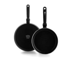 GreenPan Torino Juego de 2 sartenes sanas de cerámica antiadherente, 24 cm y 28 cm, sin PFAS, aptas para inducción, aptas para horno hasta 160°C, aptas para lavavajillas, negro