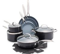 GreenPan Valencia Pro Batería de Cocina de 11 Piezas de Cerámica Sana Antiadherente Anodizada Dura, Incluye Sartenes, Sartén Honda, Cazos, Tapas, Sin PFAS,Inducción,Apto para Lavavajillas y Horno,Gris