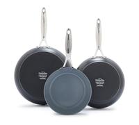 Greenpan Valencia Pro - Juego de sartenes anodizadas duras de 3 piezas, cerámica antiadherente de 8, 9.5 y 11 pulgadas, aptas para inducción, utensilios de cocina sin PFA, aptos para lavavajillas,