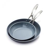 GreenPan Valencia Pro Juego de Sartenes de 20 cm y 26 cm de Cerámica Saludable Anodizada Dura Antiadherente, Sin PFAS, Inducción, Apto para Lavavajillas, Apto para Horno, Gris
