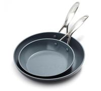 GreenPan Valencia Pro Juego de Sartenes de 20 cm y 26 cm de Cerámica Saludable Anodizada Dura Antiadherente, Sin PFAS, Inducción, Apto para Lavavajillas, Apto para Horno, Gris