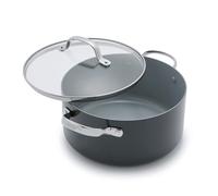 GreenPan Valencia Pro Sartén de Cerámica Saludable Anodizada Dura Antiadherente 24cm / 5,1 Litros con Tapa, Libre de PFAS, Inducción, Apta para Lavavajillas, Apta para Horno, Gris