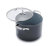 GreenPan Valencia Pro Sartén de Cerámica Saludable Anodizada Dura Antiadherente de 24 cm / 7,6 Litros con Tapa, Libre de PFAS, Inducción, Apta para Lavavajillas, Apta para Horno, Gris