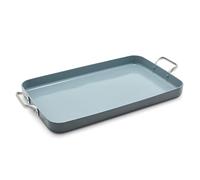 Greenpan Valencia Pro - Sartén de doble quemador de 18 x 11 pulgadas, antiadherente de cerámica saludable, sin PFAS, apta para inducción, asas de acero inoxidable, apta para lavavajillas, horno y