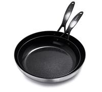 GreenPan Venice Pro Noir Juego de Sartenes de 26cm y 30cm de Acero Inoxidable Sano Cerámico Antiadherente, Mango Negro Mate, Libre de PFAS, Inducción, Apto para Lavavajillas, Apto para Horno, Plata