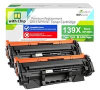 GREENPRINT 139X W1390X (139A W1390A) con Chip Cartuchos de Tóner Compatibles 2 Negro Alto Rendimiento 4000 Páginas para 3002dw 3002fdw 3102fdw 3102fdn, No Funciona con H P+ Modelos Que terminan en e