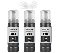 GREENPRINT 3 Negros Tinta E104 Recambio Tinta Compatibles para ET-2710 ET-2711 ET-2712 ET-2714 ET-2715 ET-2720 ET-2721 ET-2726 ET-2810 ET-2815 ET-2820 ET-2821 ET-2825 ET-2826 ET-4700 Impresoras